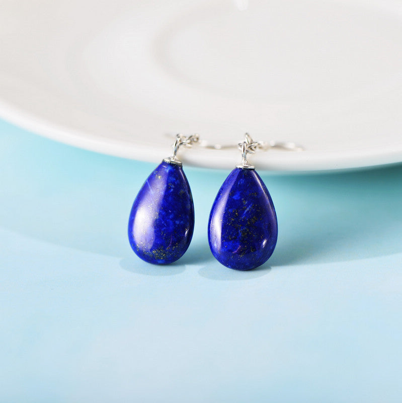 Chain drop lapis lazuli earrings