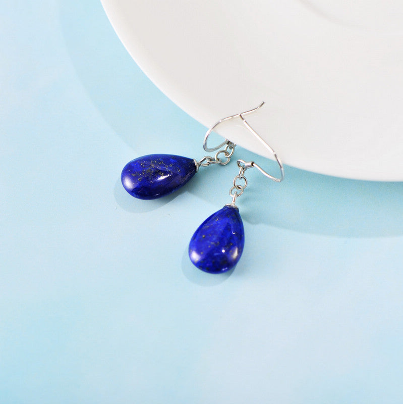Chain drop lapis lazuli earrings