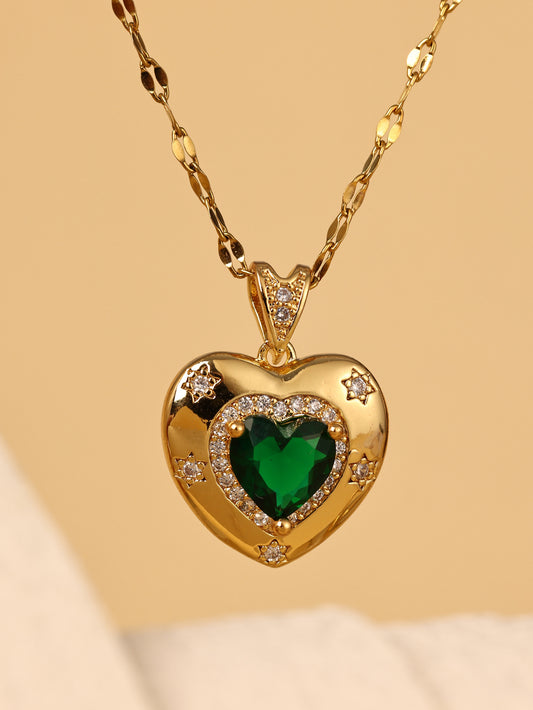 Emerald Love Zircon Small And Luxury New Design Sense Pendant With Elegant Clawbone Necklace